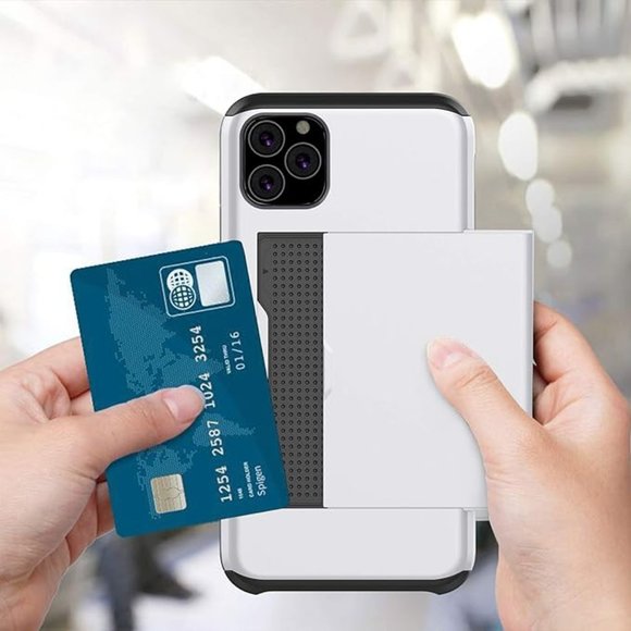 iPhone 11 Card Holder Wallet Case Credit Card Holder ID Slot Sliding Door Hidden - Picture 1 of 7